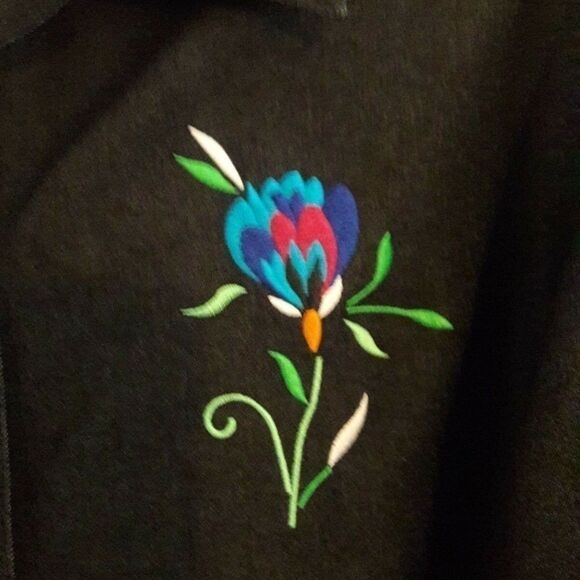 Allison Daley Floral Denim Blue Jean Shirt  Sz L - Picture 4 of 7